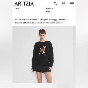 Sunday Best Black Crewneck Sweater with Deer Design